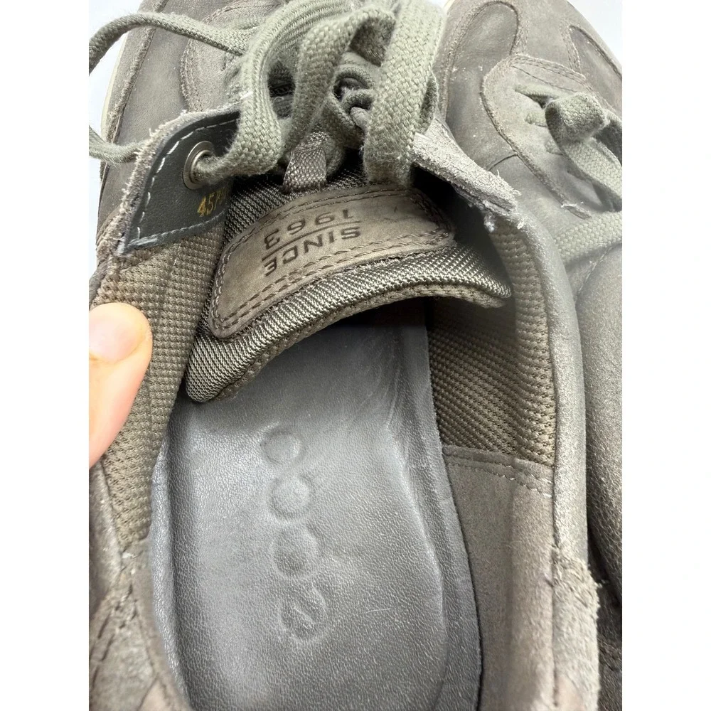 ECCO Soft 7 Mens Sneakers Size 45 Leather Suede Low Top Lace Up Shoes Grey Brown